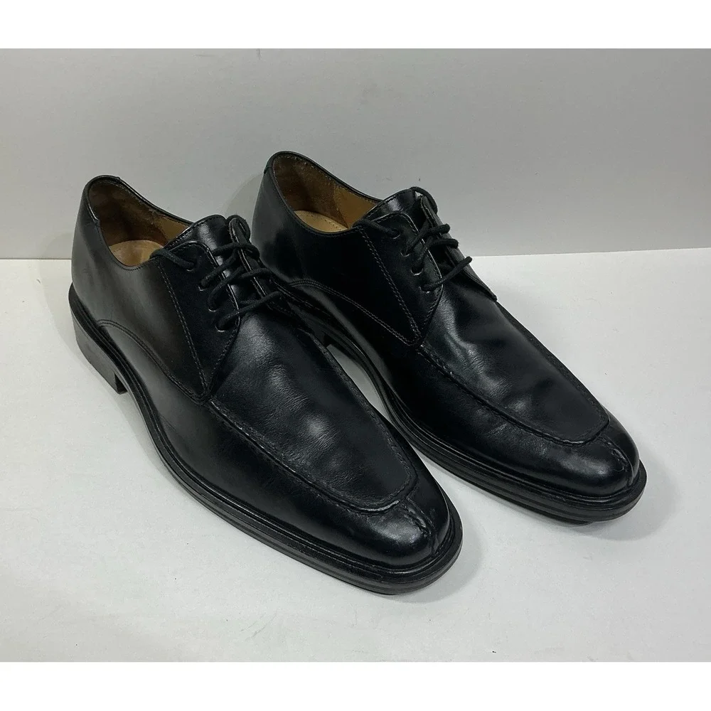 Cole Haan Lenox Hill Mens Sz 7 1/2 M Split Toe Oxford Black Leather Dress Shoes